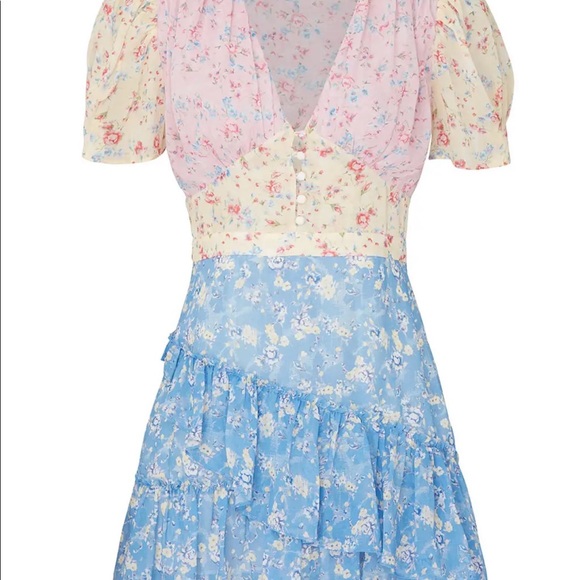 Floral color block dress in baby colors 💗💕💙💛🤍💝 - Picture 3 of 16